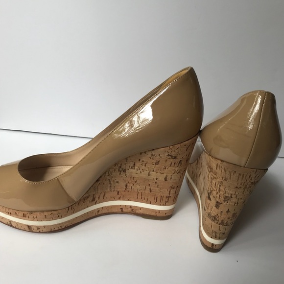 Prada Milano Nude Peep Toe Wedges Size 38/8 - Picture 8 of 8